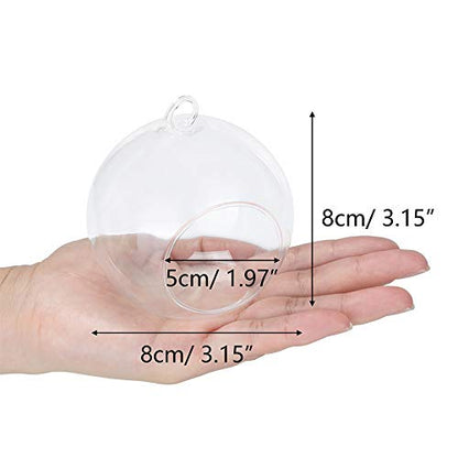 NUPTIO Hanging Glass Tealight Holders with LED, 24 Pcs, 3.15 Inch | Includes Flameless Lights, Clear Votive Globes, Ready to Hang, for Terrariums, Gardens, Weddings, DIY Gifts - size: 3.15 inches