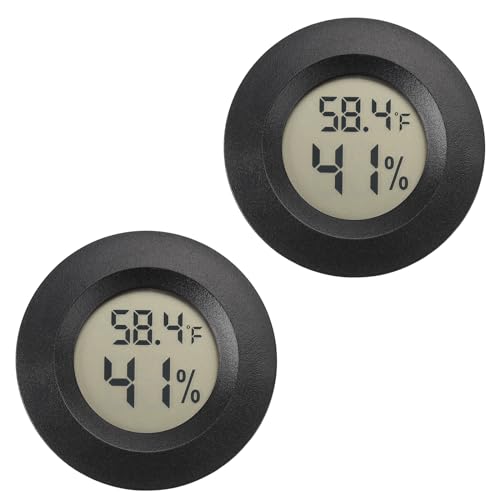 Serundo Auto Digital Hygrometer Thermometer Indoor/Outdoor Hygrometer 2PC | Mini Size,LCD,℉/℃ Conversion,Fast Response, Outdoor Thermometer with Humidity for Reptile Greenhouse Cellar 3D Printer