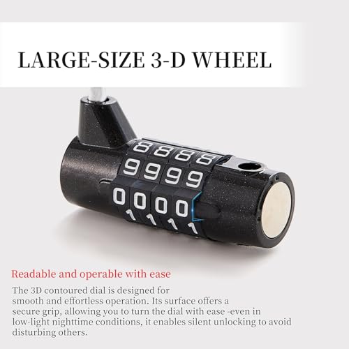 4-Digit Combination Lock, Black Shackle for School Gym Locker | Ideal for sports toolbox case hasp storage - size: 3.5" black