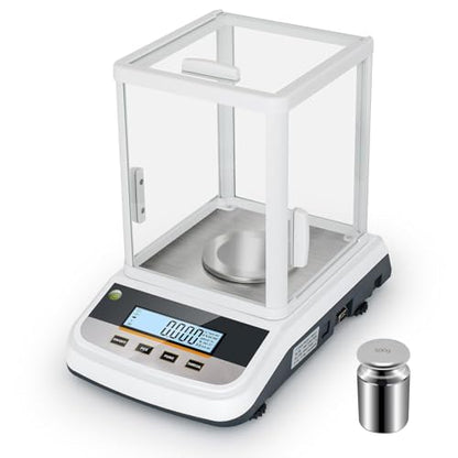 Lab Analytical Balance 500g x 0.001g Precision Digital Scale, with Windshield and RS232 Interface, for Scientific Laboratories, Research, Industrial, Kitchen, Food, Jewelry, 19 Units, 500g Weight - size: 500g x 0.001g