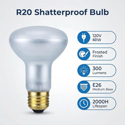 R20 60W Popcorn Machine Bulb 2-Pack | S4886 2700K E26 Dimmable | S4886 REPLACEMENT: Direct fit for S4886. Works in Paragon, Great Northern, Cuisinart popcorn machines and food warmers.