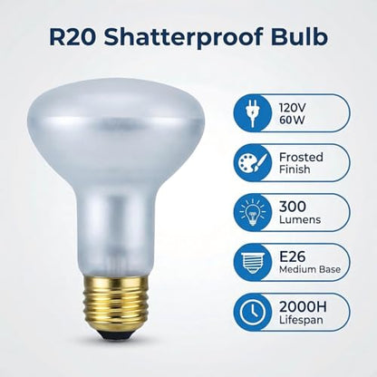 R20 60W Popcorn Machine Bulb 2-Pack | S4886 2700K E26 Dimmable | S4886 REPLACEMENT: Direct fit for S4886. Works in Paragon, Great Northern, Cuisinart popcorn machines and food warmers.