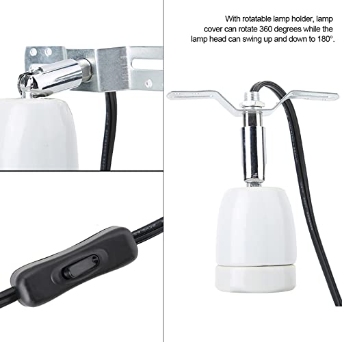 Pissente Reptile Ceramic Heat Lamp Holder, E27 Rotatable Socket Adjustable Reptile Lamp Holder Bracket Light Stand 300W Reptile Base Bulb Holder for Reptile Light Fixture Holder