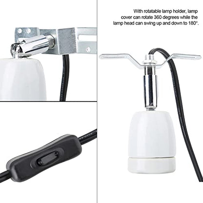 Pissente Reptile Ceramic Heat Lamp Holder, E27 Rotatable Socket Adjustable Reptile Lamp Holder Bracket Light Stand 300W Reptile Base Bulb Holder for Reptile Light Fixture Holder