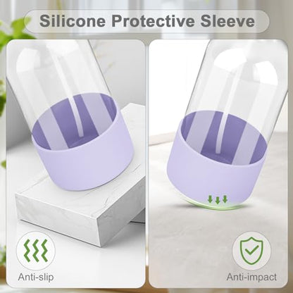 Worldgsb 2 Pack Glass Spray Bottles with Silicone Sleeve, 16 oz Empty Refillable Containers with Adjustable Spray Nozzles, Spray Bottles for Hair, Cleaning Solutions and Plants Purple - color: Purple