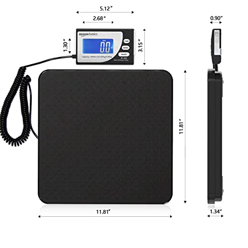 Amazon Basics Digital Postal Scale with Tare Function, Heavy Duty, Aluminium Platform, 440 lb Capacity, Digital Shipping, Portable, Black - size: 440 lb
