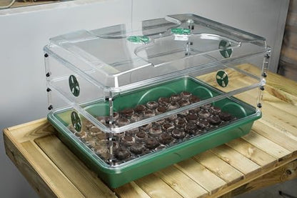 95457 24" x 15" x 16.75" Domed Propagator, Green, 3 Side Extenders and Locking Clip Set - size: 3 Side Extenders and Locking Clip Set