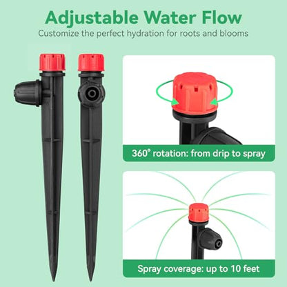 1/4" Drip Irrigation Emitters for Garden Irrigation System,30 Pack | 360 Degree Adjustable Irrigation Drippers for 1/4" Irrigation Tubing,Ideal for Flowerbed,Vegetable,Pot Plants Daily Watering - size: 30pcs Irrigation Drippers