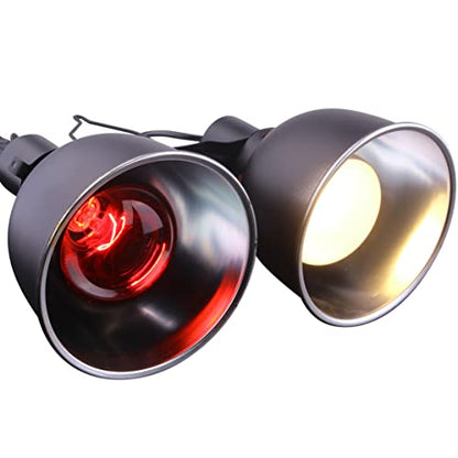 Aiicioo Reptile Heat Lamp Combo Set - 150W Day and Night Reptile Light Bulb Infrared Basking Bulb for Bearded Dragon Lizard Turtle Hermit Crab Leopard Gecko Snake Chameleon Tank - color: Red & White, size: 2 Piece Set