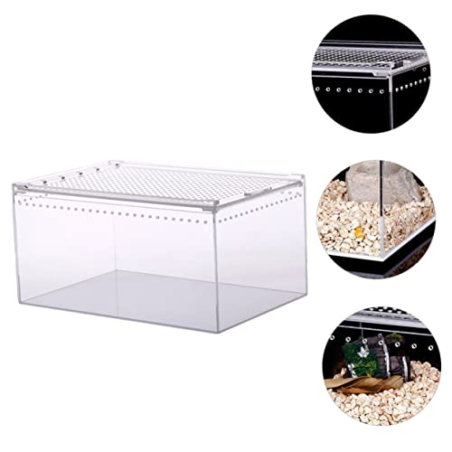Climbing Pet Feeding Box Transparent Leak Reptile Breeding Container for Spiders Geckos Frogs Snakes for Safe Transport Habitat Observation
