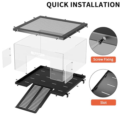 Turtle Basking Platform & Dock - Stainless Steel Turtle Ramp, Non-Slip Surface - Fits 18-20 Inchs Wide Aquariums