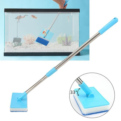 Yamibobo Long Handle Fish Tank Sponge Brush Extendable Aquarium Fish Tank Cleaning Set for Glass, Fish Tank Sponge Cleaner with 1 Sponge Pad