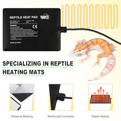 LUCKY HERP Reptile Heat Pad 8x12 Inch 16w, Under Tank Terrarium Heating Pad with Adjust Knob, Reptile Heat Mat for Turtle, Lizard, Hermit Crab, Frog, Snake - size: 8x12 Inch