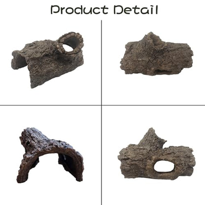Tfwadmx Leopard Gecko Hide, 7" Reptile Hideout, Resin Simulated Hollow Log for Aquarium, Betta Fish Hideout, Reptile Tank Accessories for Corn Snakes, Young Lizards, Hermit Crabs, Frogs