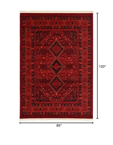 Unique Loom Tekke Collection Area Rug - Sheibani (7' 1" x 10' Rectangle, Red/ Black) - size: 7'1" x 10' (Rectangular)