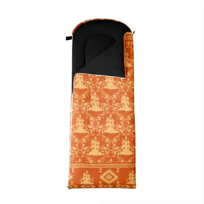 Erosebridal Hawk Moth Camping Sleeping Bags Teens Spooky Aztec Backpacking Camping Blanket Full Body Travel Wrap Sleep Bag - color: Orange Halloween Castle