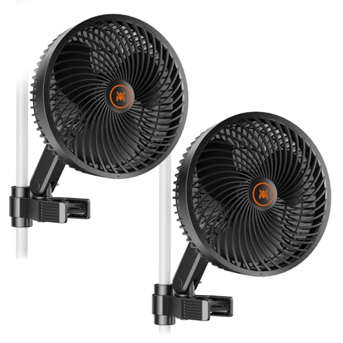 Spider Farmer 2-Pack Grow Tent Clip Fan 6", EC Motor, Custom 10 Dynamic Wind Speeds and 10-Level Oscillation, Weatherproof IP-54, Powerful Airflow but Quiet for Hydroponics Circulation Cooling - size: 2PCS