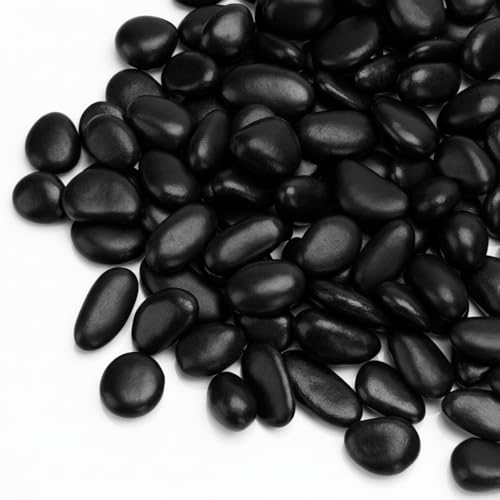 onlyfire 2 lbs Natural Black Polished Pebbles, 3/8" Decorative River Rock | Gravel Stone, For Indoor Plants, Vases, Aquarium, Succulents, Outdoor Garden Landscaping and Home Decor - color: Black, size: 2 Pounds