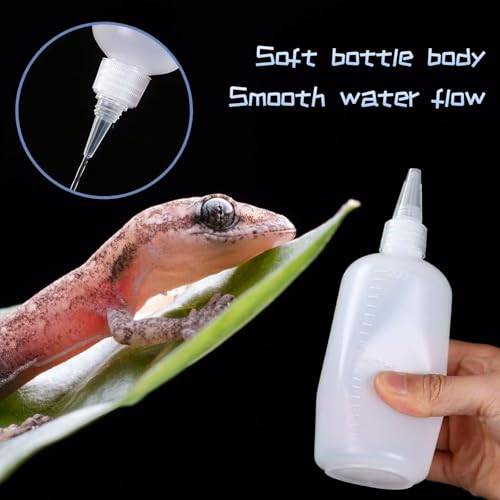 3 Pcs Crested Gecko Food and Water Feeding Bottle, Crested Gecko Feeding Ledge for Chameleon Lizard Turtles Crabs and Other Small Pet Enclosures - 3.4 Oz