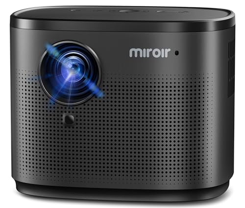 Miroir Mini Projector, Home HD Projector with Built-in Speaker, Auto Focus, Keystone Correction, Portable for Outdoor Movies, Compatible with Smartphone, TV Stick, Laptop, HDMI, USB