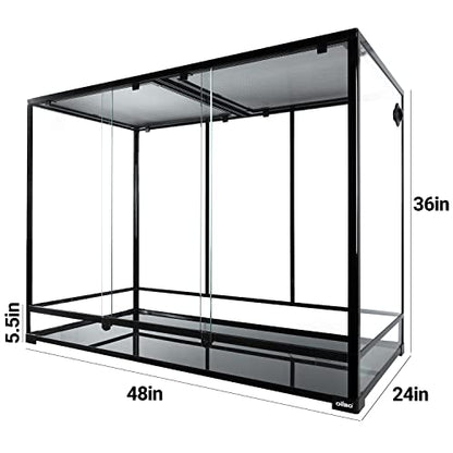 180 Gallon Large Reptile Terrarium, 48" x 24" x 36" Glass Reptile Tank Tall & Wide Terrarium Tank with Double Sliding Door Top Screen Ventilation Habitat - size: 48" x 24" x 36"