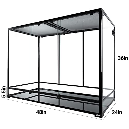 180 Gallon Large Reptile Terrarium, 48" x 24" x 36" Glass Reptile Tank Tall & Wide Terrarium Tank with Double Sliding Door Top Screen Ventilation Habitat - size: 48" x 24" x 36"