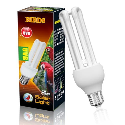 DoRight UVB 5.0 Bulb for Birds Compact Fluorescent Light Bulb E26, UVB 5.0 Bird Light Bulb Compact UVB Lamp Bird Cage UVB Light for Captive Birds, Reptiles