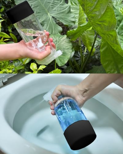 2 Pack 360° Glass Spray Bottles with Silicone Sleeve Black | 360° Inverted Spray Nozzle, Gravity Ball Designed for Cleaning Crack & Crevice, Leak-proof and Pressure-Resistant Design - color: Black