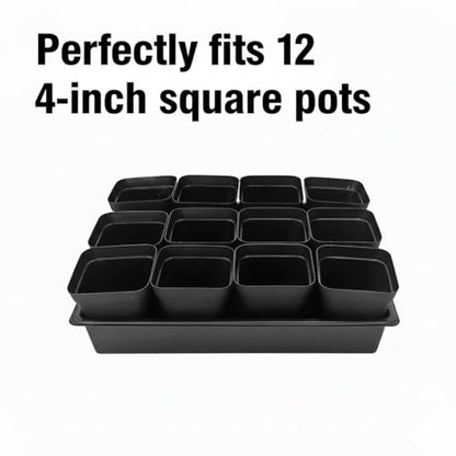 RooTrimmer Seed Starter Tray, 10 Packs Plant Tray, Durable Plastic Growing Trays, Stackable Seedling Starter Trays Perfect for Indoor, Outdoor, Greenhouses, 16.5" L x 13.2" W x 2.8" H - Black - size: 16.5" x 13.2" x 2.8" Tras - 10P