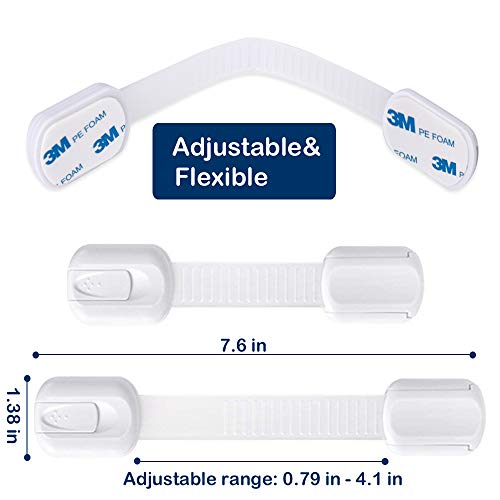 Socub 8 pack Child Safety Cabinets Strap Locks, Multi Use Latch with Strong Adhesive Pads, for Cabinets, Drawers, Oven, Toilet Seat, Fridge - size: 8 pack