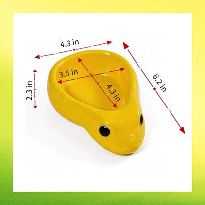 Reptile Water Dish, Ceramic Snake Water Bowl for Snake, Leopard Gecko, Bearded Dragon and Lizard, Reptile Bathing Pool Food Feeding Dish, Terrarium Tank Accessories (Yellow) | For Snake, Leopard Gecko, Bearded Dragon and Lizard, Reptile Bathing Pool, Food