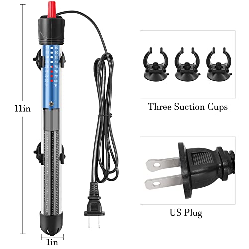 50W 100W 300W Submersible Aquarium Heater, Adjustable Glass Water Heater for 5 – 70 Gallon Fish and Turtle Tank (300W for 35-70 Gallon) - size: 300W for 35-70 gallon