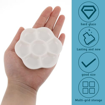 Hermit Crab Food Dish, 2 Pcs Mini Ceramic Hermit Crab Feeding Dish Tiny Reptile Water Bowl with 7 Compartments for Snail, Gecko, Lizard, Aquarium Accessory