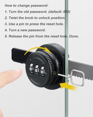 Keyless Ratchet Lock for Sliding Glass Door Showcase Display Case Cabinet 3-Digital Password Combination (Black) - color: Black
