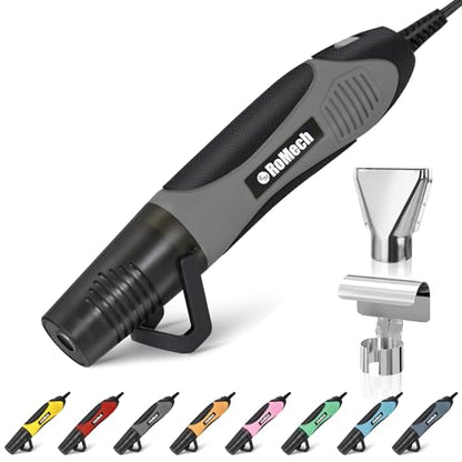 350W Heat Gun with 2 Nozzles, Dual Temp Heat Gun 400°F-660°F, Fast Heat Hot Air Gun with Overload Protection for DIY Craft Embossing Shrink Wrapping (Grey) - color: Grey