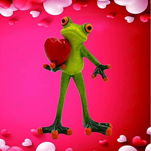 VVGIFTS Frog Figurines Cute Craft Resin Frog Statue for Home Bathroom Decor - color: Frog Holding Heart