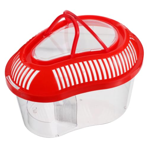 Portable Small Reptile Breeding Box with Ventilation Holes and Built-in Sunbathing Platform Plastic Tank for Snakes and Fish Travel Transportation Container