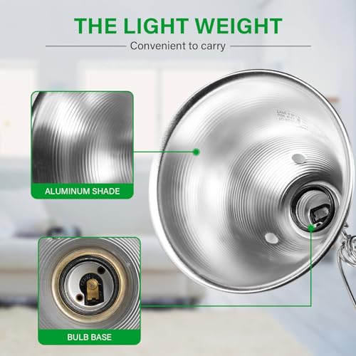 Simple Deluxe Clamp Lamp Light Socket with 5.5 Inch Aluminum Reflector, Suit for Max 60 Watt Lamp (No Bulb Included) with 18/2-Gauge 6 Feet Cord, 1-Pack - size: 5.5 Inch (60 Watts), style: 1-Pack