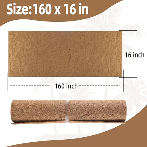 Coco Liner Roll 16x160 Inch Natural Coconut Fiber Mat for Planters - size: 16in X 160in