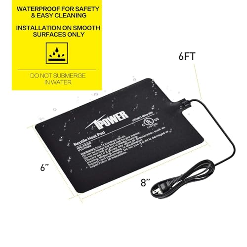 iPower 6x8 Inch Reptile Heat Pad Under Tank Heater, Energy-Efficient & Waterproof Design Terrarium Warmer Mat for Turtles, Lizards, Snakes, 2 Pack - size: 6 X 8 Inch, style: 2 Pack Heat Pad