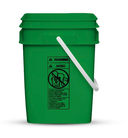 4 Gallon Square Food Grade Bucket Pail with Plastic Handles and Lid (Pack of 3) Made in USA containers (Green - White lids) - color: Green - White Lids
