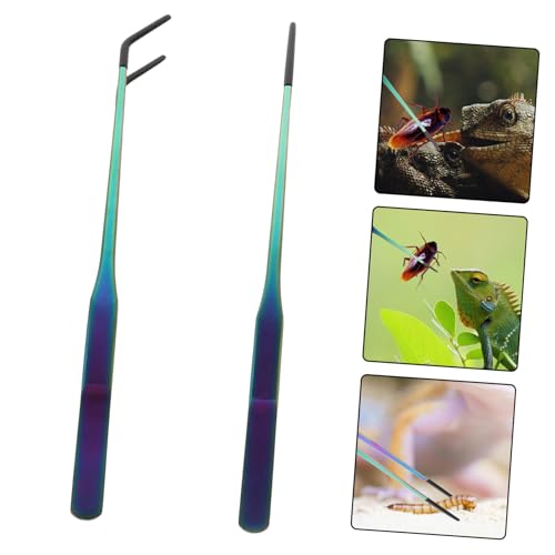 Abaodam 2pcs Stainless Steel Pet Feeding Tongs for Geckos Reptiles Aquarium Tweezers Clamp for Fish Easy Handling Pet Feeding Tools