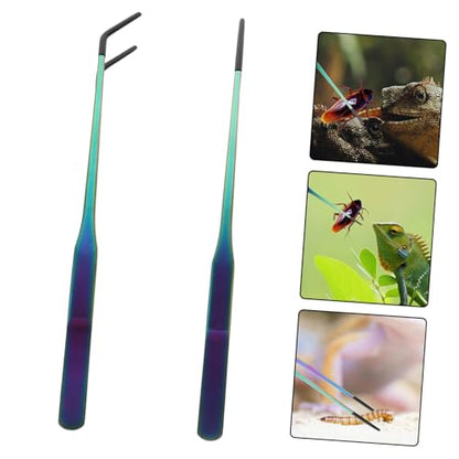 Abaodam 2pcs Stainless Steel Pet Feeding Tongs for Geckos Reptiles Aquarium Tweezers Clamp for Fish Easy Handling Pet Feeding Tools