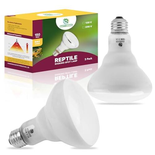 150W Reptile Heat Lamp Bulb 2 Pack,Basking Spot Lamp Bulb for Reptiles & Amphibians，Reptile Daylight Heat Bulb for Bearded Dragon, Lizard, Turtle - size: 150*2