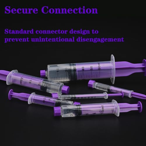 1ml/cc Syringes with Cap - Plastic Syringe for Liquid, Feeding, Pack of 50 | Purple , Individually Wrapped - size: 1ml syringe with cap