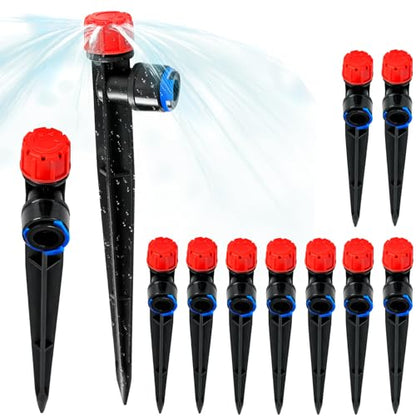 10PCS 1/4 inch Tubing Drip Irrigation Emitters Sprayer, Emitter Sprayer with Stake, Irrigation Dripper Sprinklers for Drip Irrigation System Parts & Connectors - color: 1/4" Drip Irrigation Vortex Emitters