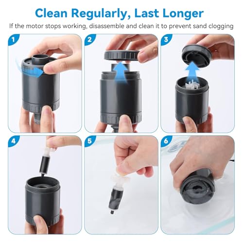 fishkeeper Electric Aquarium Gravel Cleaner, 6 in 1 Automatic Fish Tank Cleaning Tools Gravel Vacuum for Aquarium, Suitable for Water Change Wash Sand Water Circulation Adjustable Flow (25W, 265GPH)