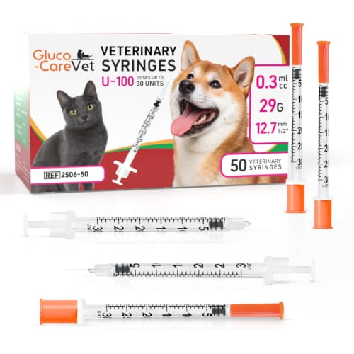 U-100 Pet -Veterinary Syringe 29G x 1/2" (12.7mm), 0.3ml (0.3cc) | Size 0.3 ml/cc, 50/bx, for Dogs & Cats, Veterinary Use Only, Half-Unit Markings, Clear Barrel, Fine Tip
