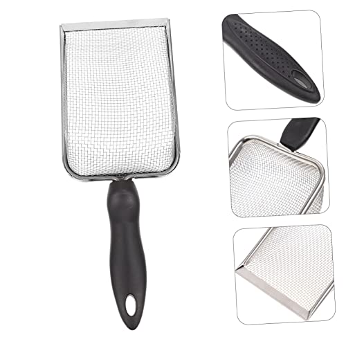 POPETPOP Stainless Steel Reptile Sand Shovel Fine Mesh Filtering Shovel for Tortoise and Lizard Waste Cleanup Sturdy Terrarium Substrate Cleaner Ergonomic Handle