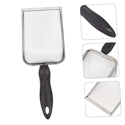 POPETPOP Stainless Steel Reptile Sand Shovel Fine Mesh Filtering Shovel for Tortoise and Lizard Waste Cleanup Sturdy Terrarium Substrate Cleaner Ergonomic Handle